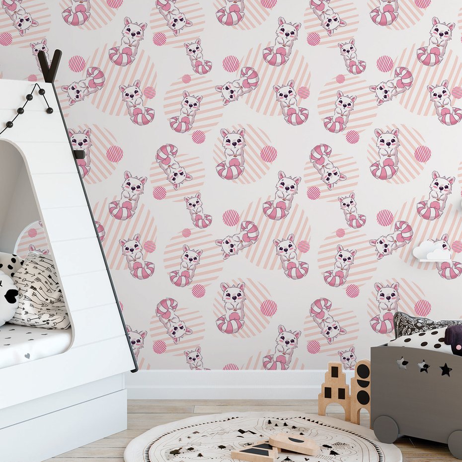 Tapeta - dziecięca, lisek, ogon,