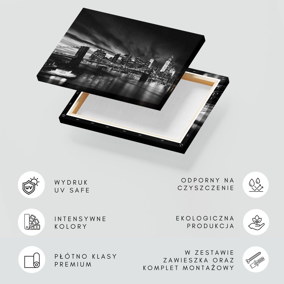 Obraz na płótnie - miasto, most, noc