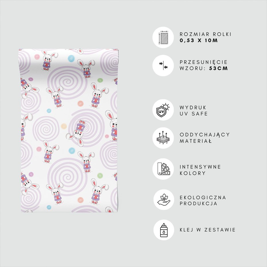 Tapeta - dziecięca, króliki, serca,