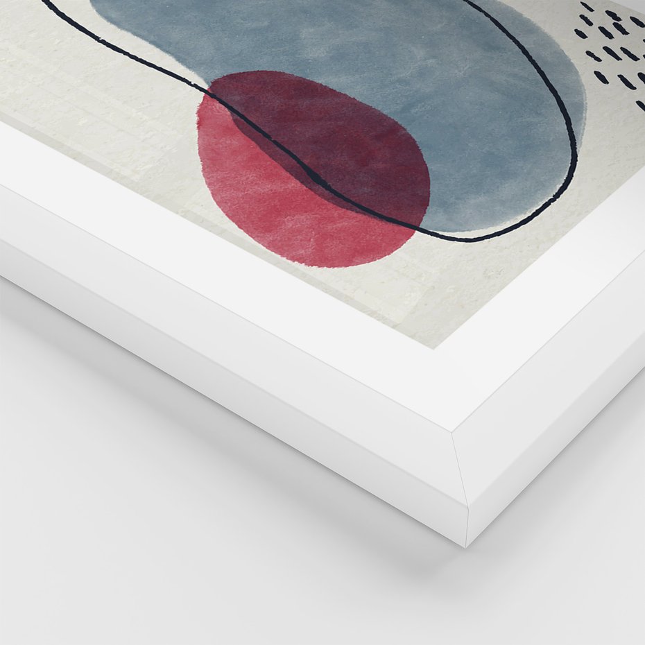 Zestaw obrazy w ramie, plakaty - abstrakcja, pastelowe, plamy, - rama biała