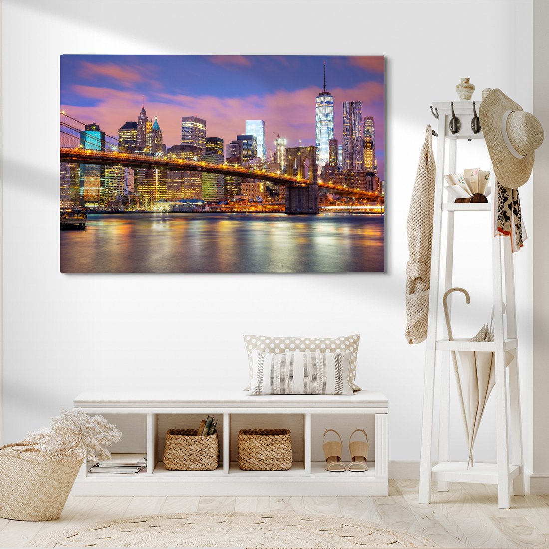 Obraz na płótnie - miasto, most, noc