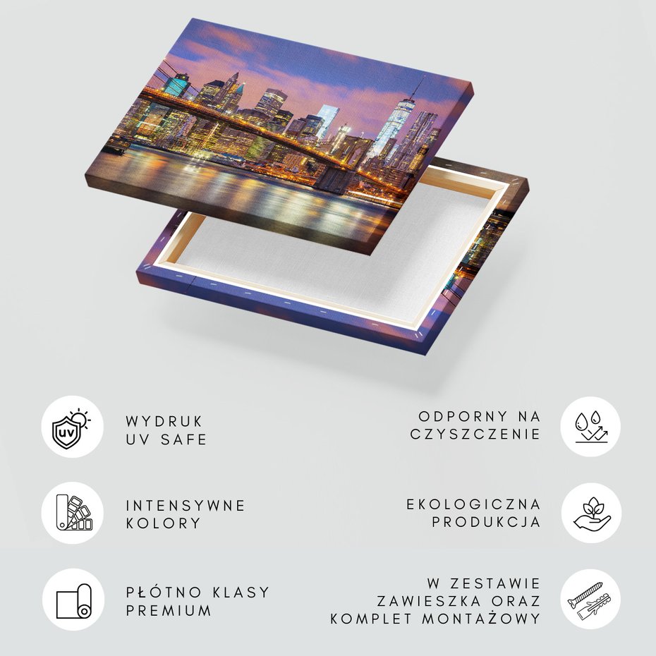 Obraz na płótnie - miasto, most, noc