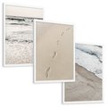 Zestaw obrazy w ramie, plakaty - plaża, piasek, morze - rama biała