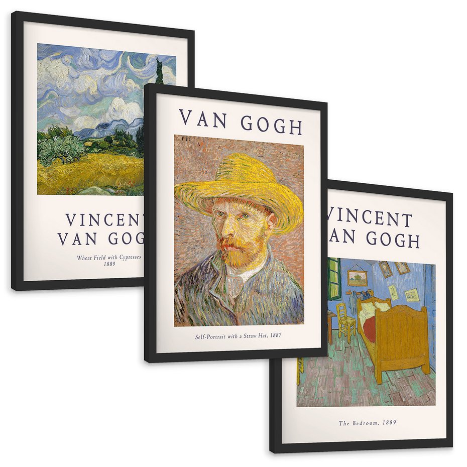 Zestaw obrazy w ramie, plakaty - Van Gogh, obrazy, sztuka - rama czarna