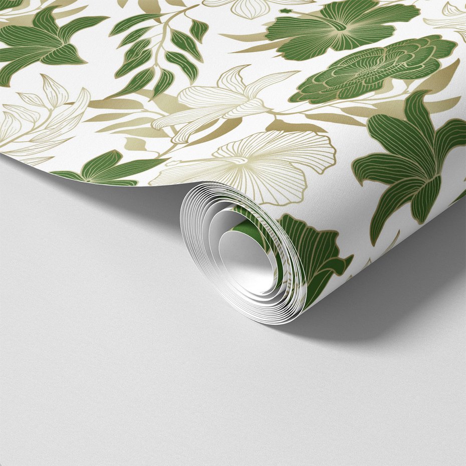 Tapeta - kwiaty, liście, wzór