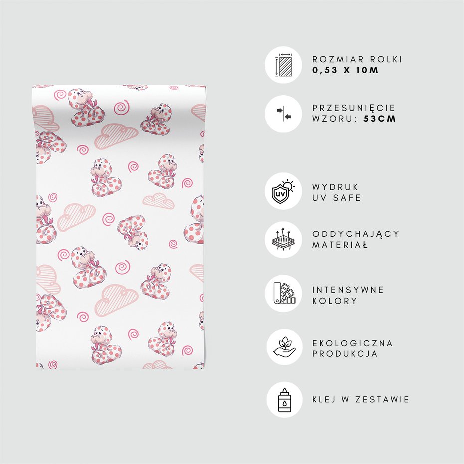 Tapeta - dziecięca, wąż, chmura, kropki