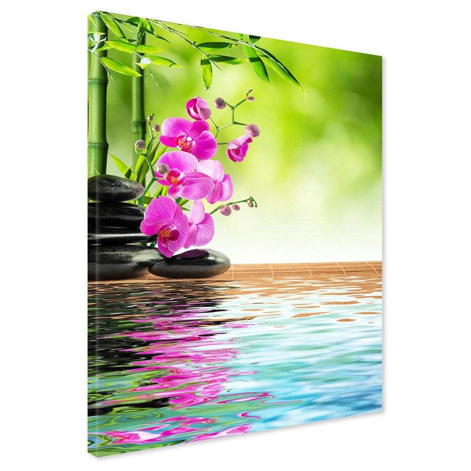 Obraz na płótnie - kwiaty, orchidee, kamienie