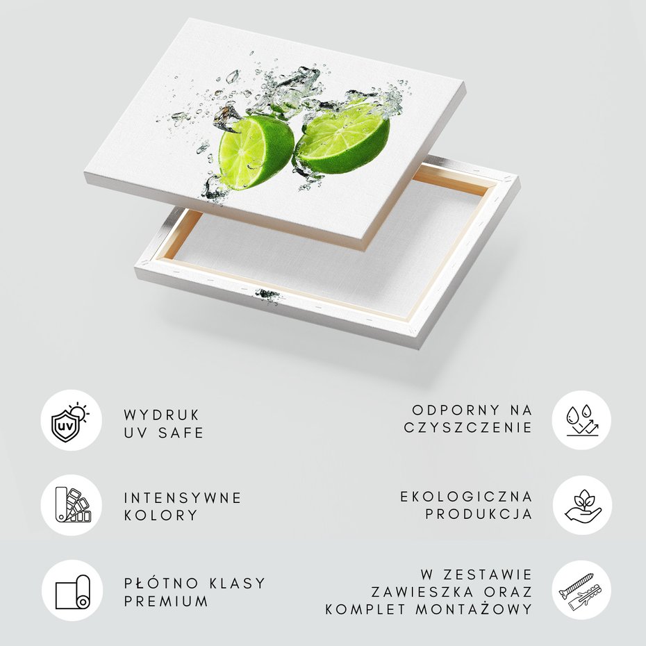 Obraz na płótnie - limonka, woda, świeżość