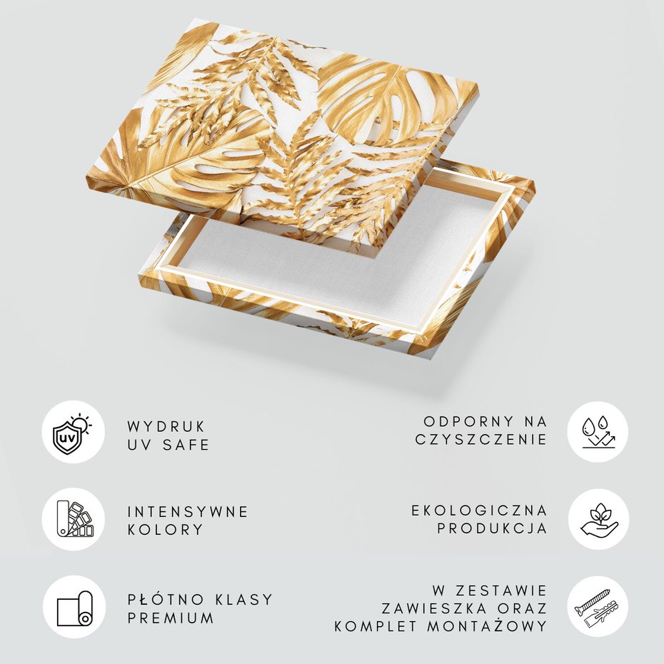 Obraz na płótnie - złoty, liście, abstrakcja