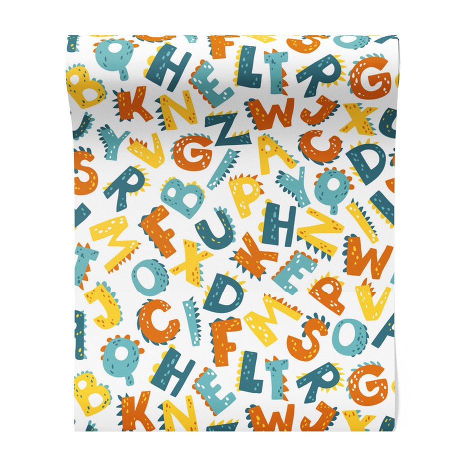 Tapeta - dziecięca, alfabet, dinozaur, litera