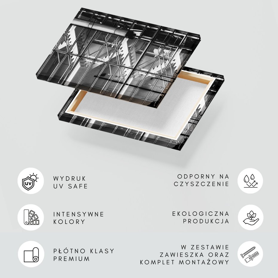 Obraz na płótnie - schody, budynek, okna