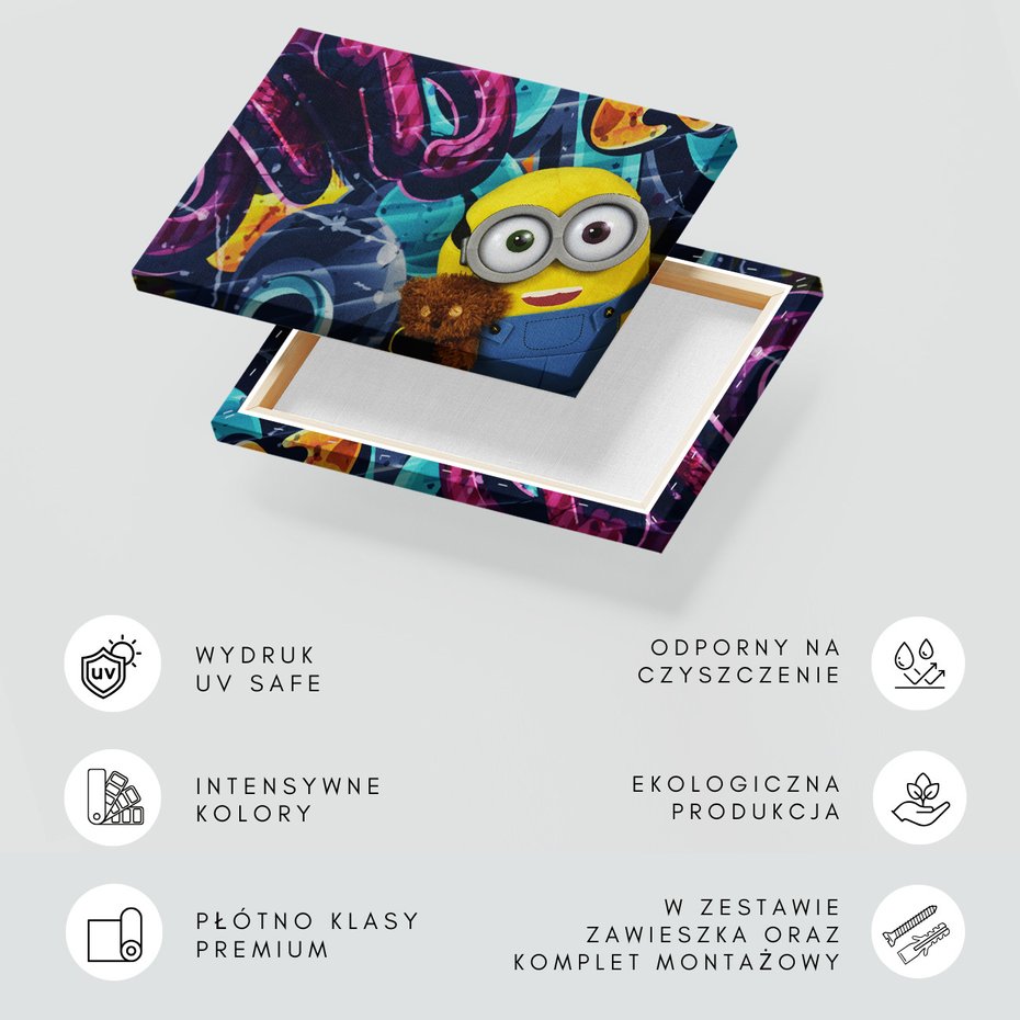 Obraz na płótnie - Minionek, Graffiti, Pluszak