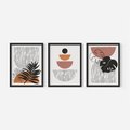 Zestaw obrazy w ramie, plakaty - abstrakcja, liście, minimalizm - rama czarna