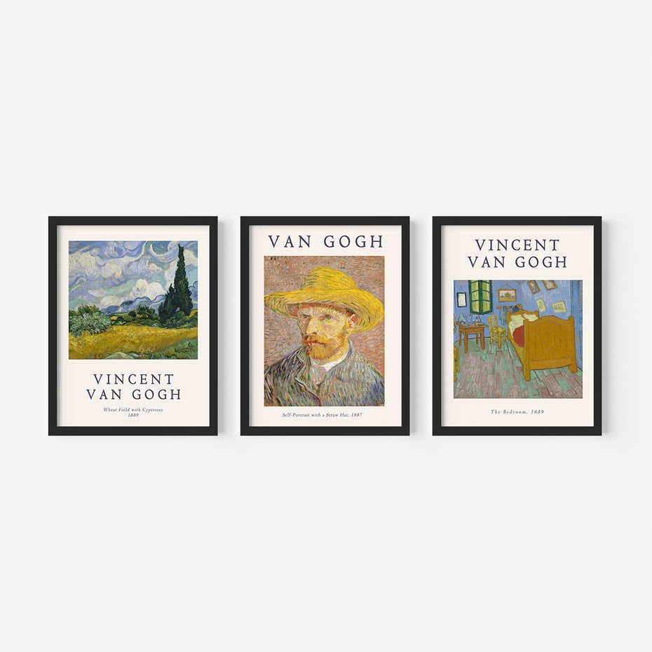 Zestaw obrazy w ramie, plakaty - Van Gogh, obrazy, sztuka - rama czarna