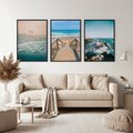 Zestaw obrazy w ramie, plakaty - plaża, morze, woda - rama czarna