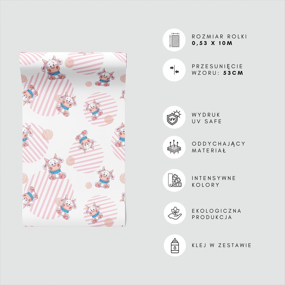 Tapeta - dziecięca, krowa, wzór, tło