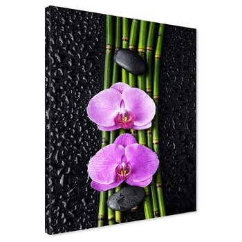 Obraz na płótnie - kwiaty, bambus, kamienie