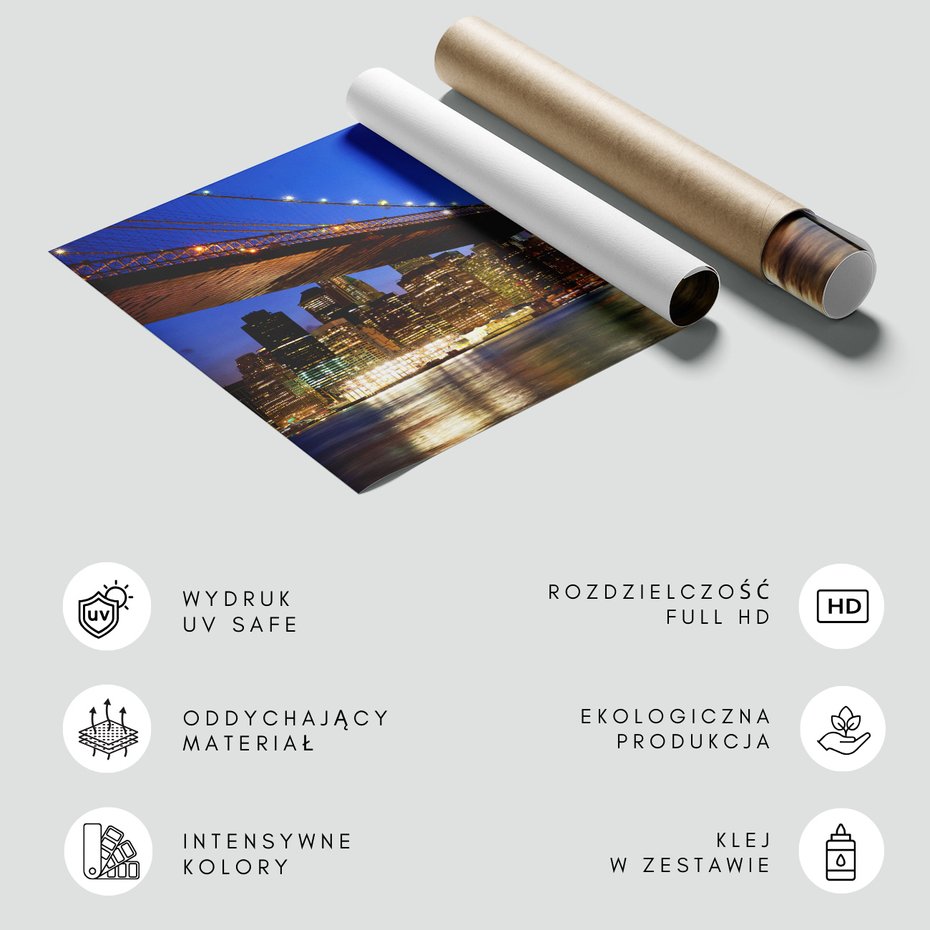 Fototapeta - miasto, most, noc