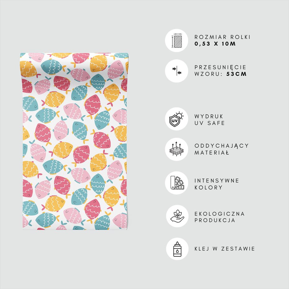 Tapeta - dziecięca, ryby, wzór, tło