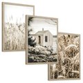 Zestaw obrazy w ramie, plakaty - natura, dom, rośliny - rama drewno