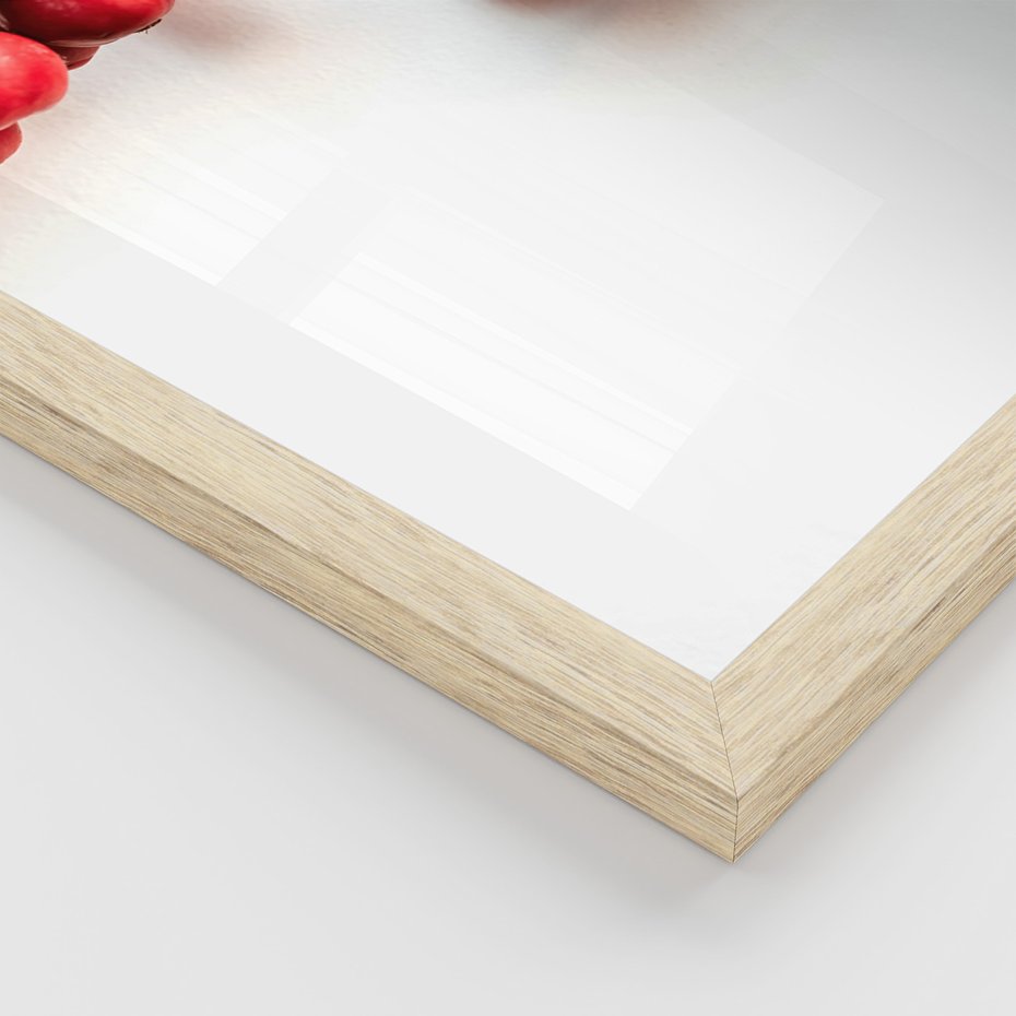 Zestaw obrazy w ramie, plakaty - owoce, kawa, gałązka - rama drewno