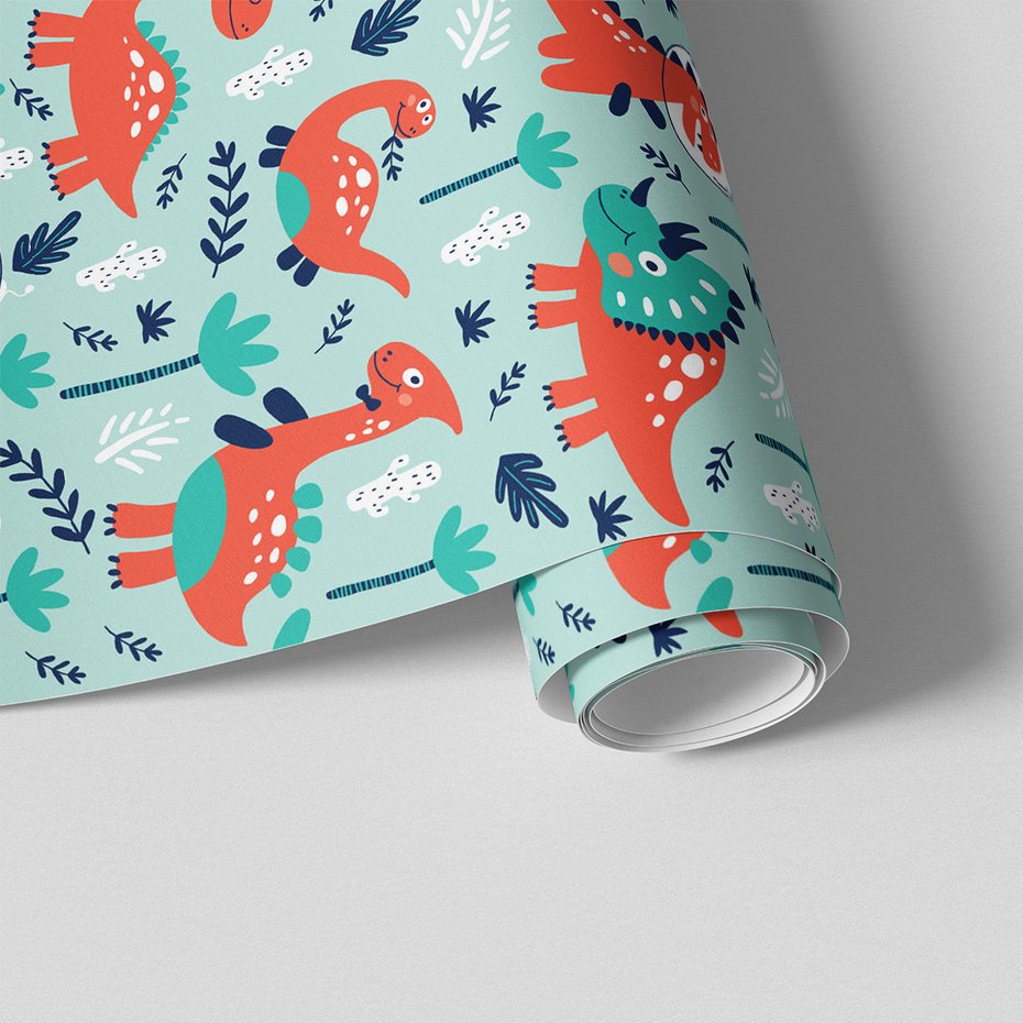 Tapeta - dziecięca, dinozaury, rośliny, tło