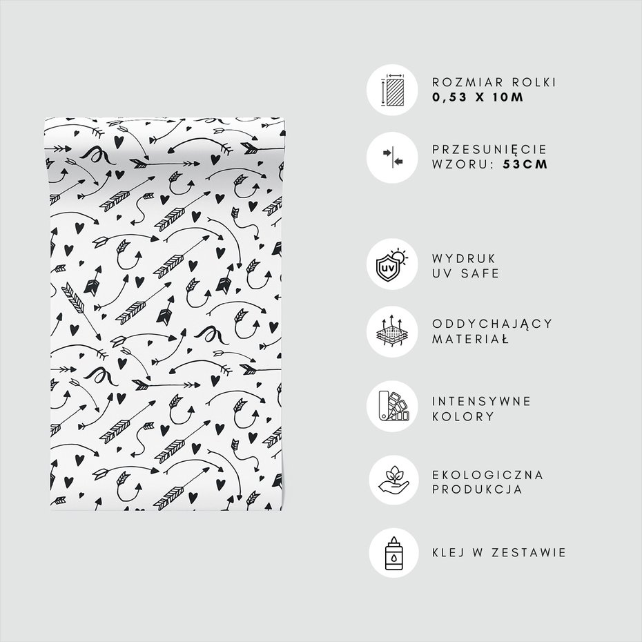 Tapeta - strzały, serca, linie