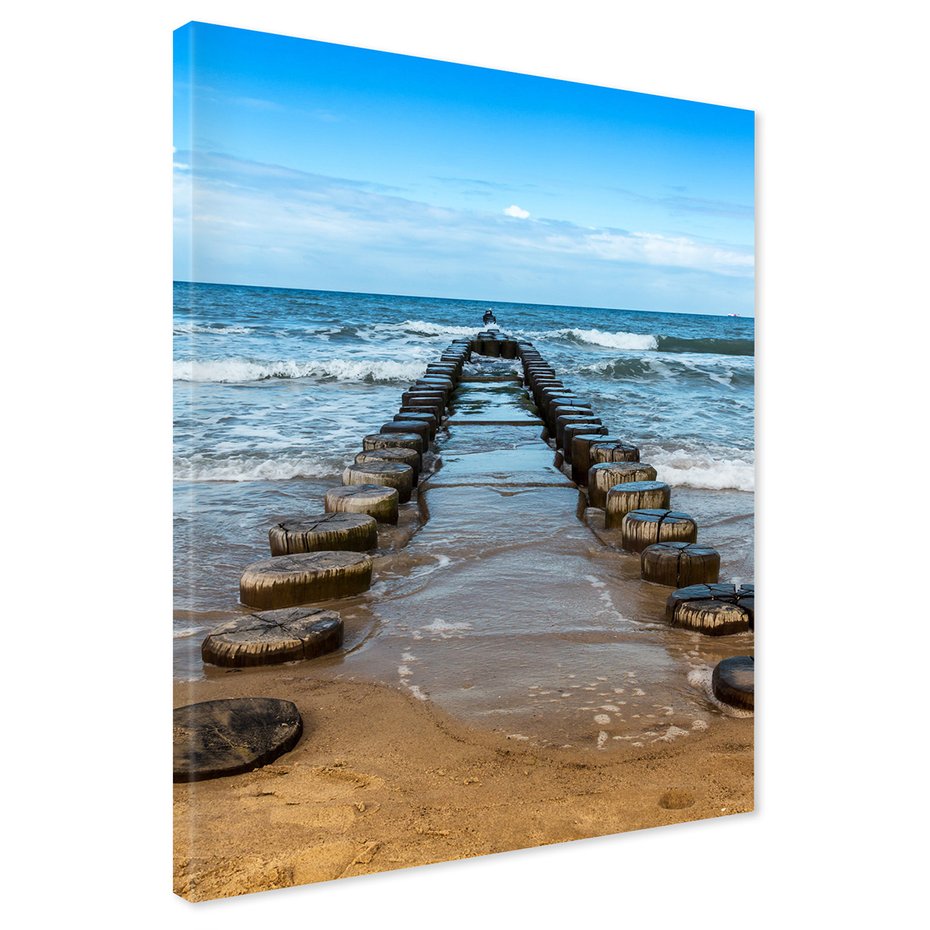 Obraz na płótnie - morze, plaża, drewno