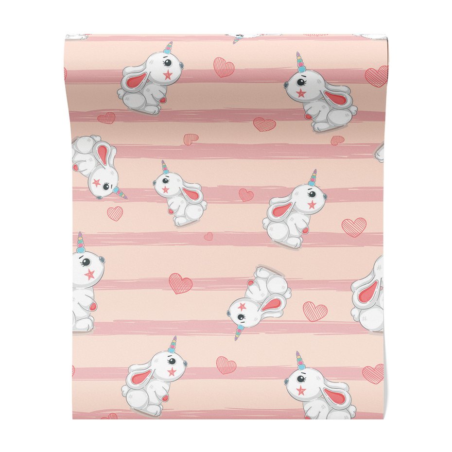 Tapeta - dziecięca, królik, serce, tło