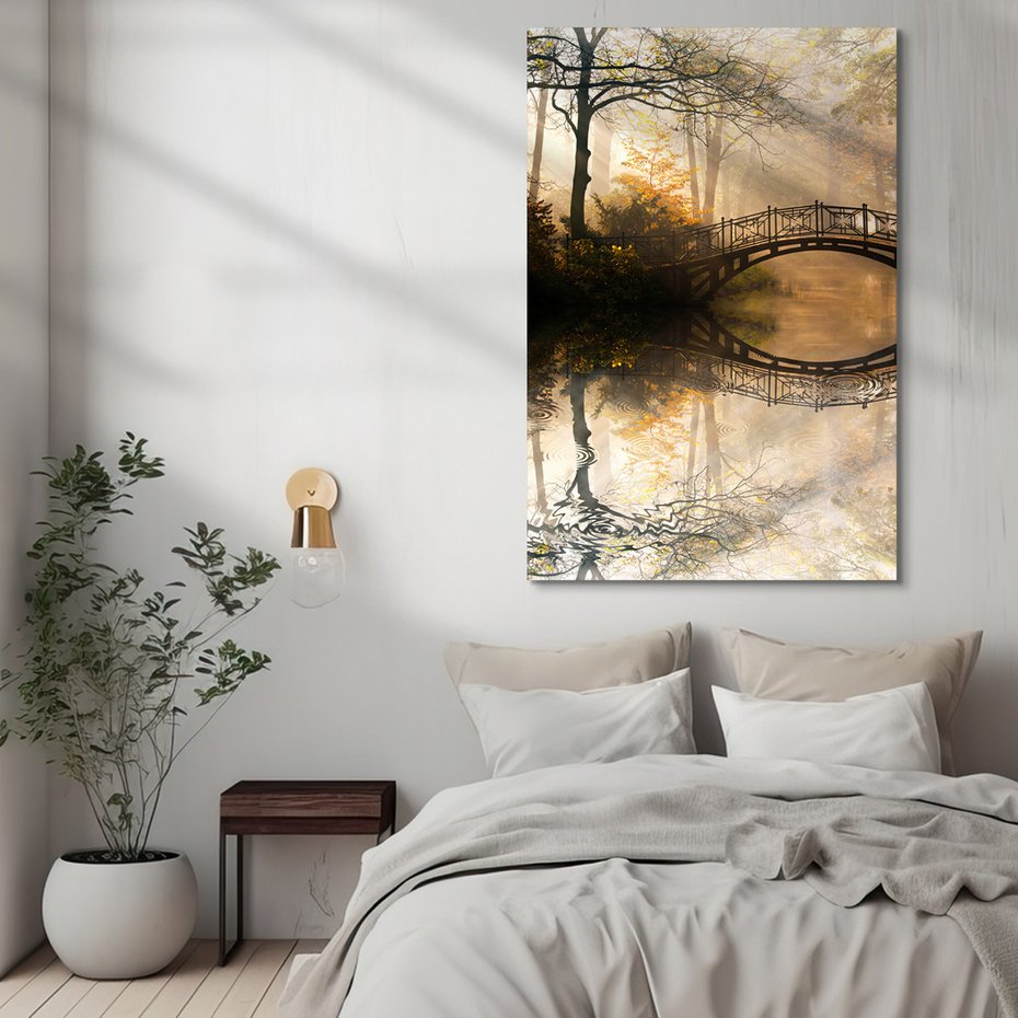 Obraz na płótnie - most, drzewa, woda