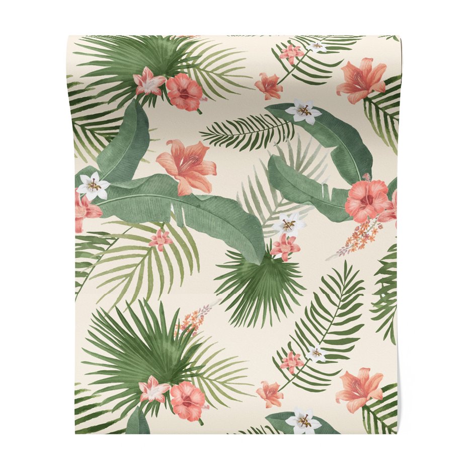 Tapeta - kwiaty, liście, wzór