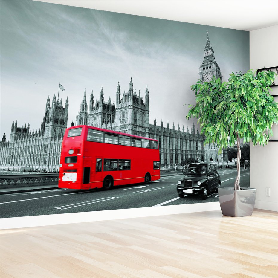 Fototapeta - Londyn, autobus, taksówka