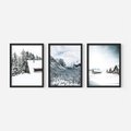 Zestaw obrazy w ramie, plakaty - zima, śnieg, góry - rama czarna