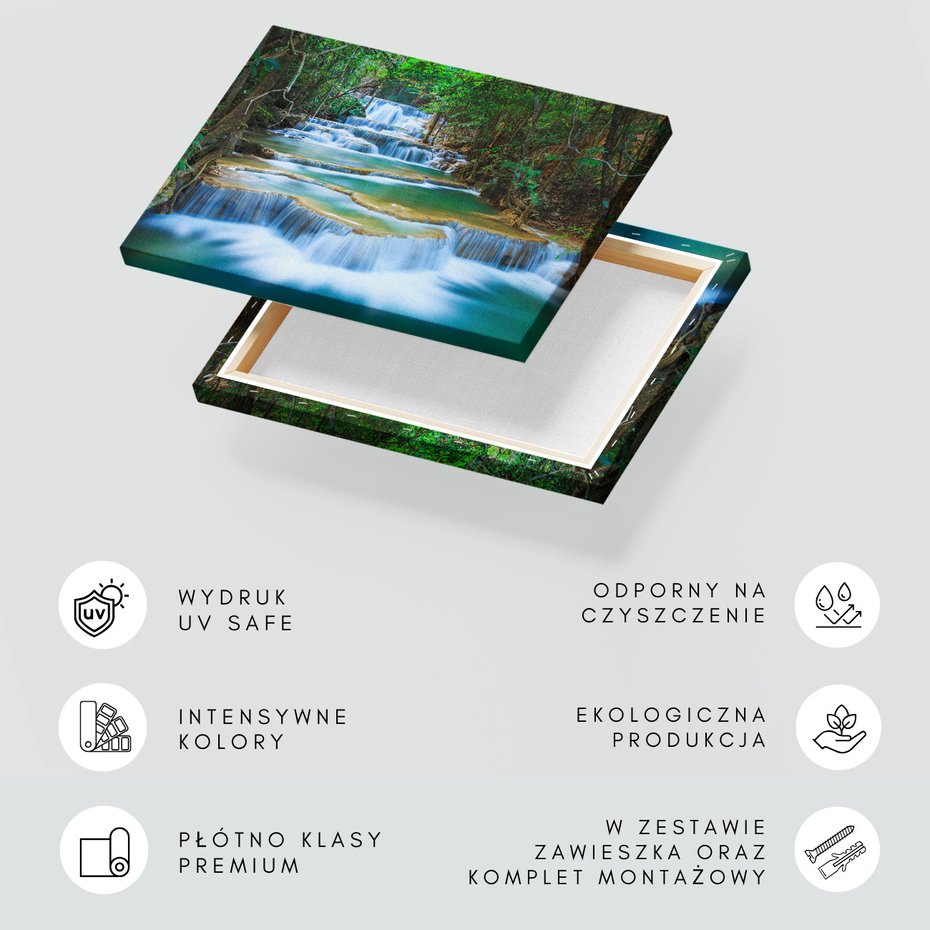 Obraz na płótnie - wodospad, las, natura