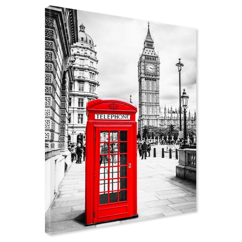 Obraz na płótnie - Londyn, budka telefoniczna, Big Ben