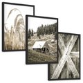 Zestaw obrazy w ramie, plakaty - natura, drewno, wieś - rama czarna