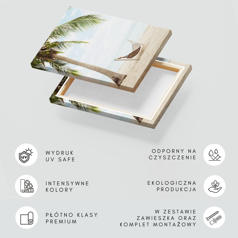 Obraz na płótnie - plaża, palma, hamak