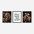 Zestaw obrazy w ramie, plakaty - kwiaty, jesień, dekoracja - rama czarna