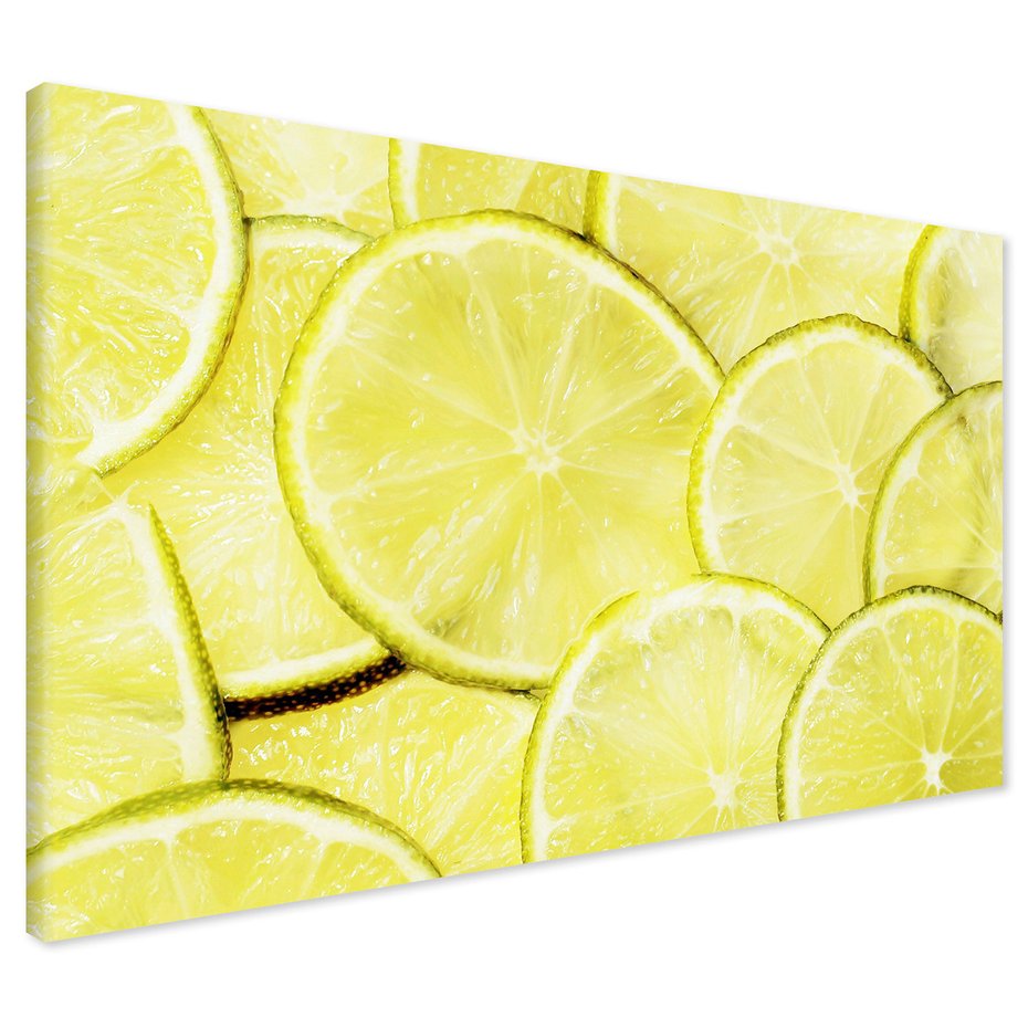 Obraz na płótnie - cytryna, plasterki, żółty
