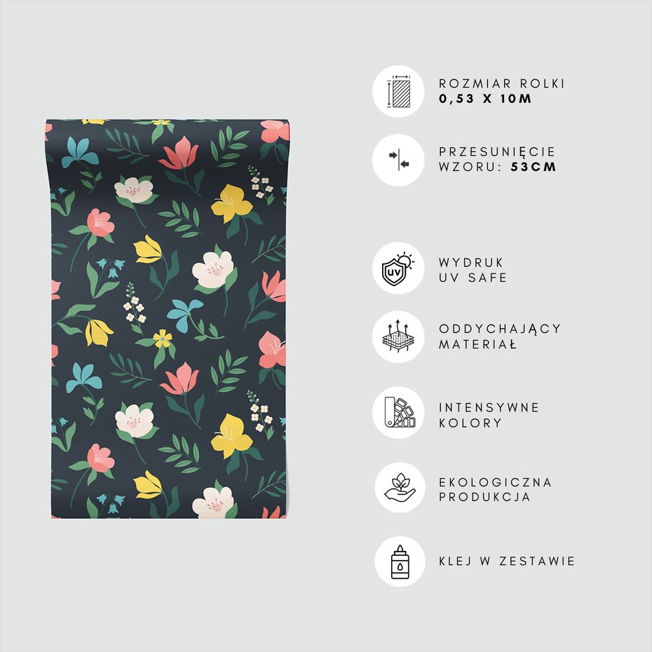 Tapeta - kwiaty, liście, wzór