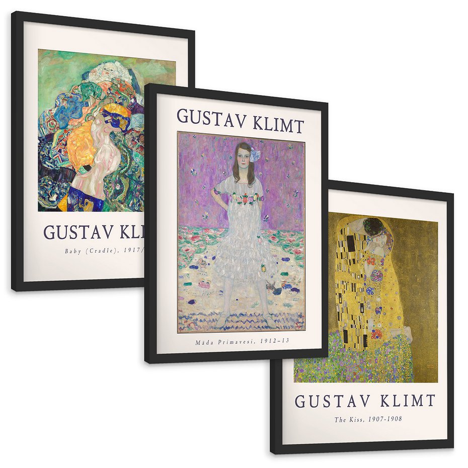 Zestaw obrazy w ramie, plakaty - Gustav Klimt, obraz, sztuka - rama czarna