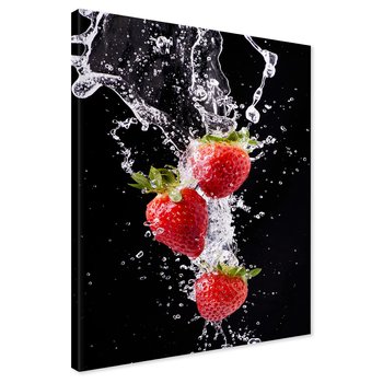 Obraz na płótnie - truskawki, woda, owoce