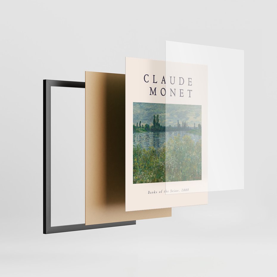 Zestaw obrazy w ramie, plakaty - Monet, Impresjonizm, Natura - rama czarna