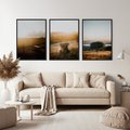 Zestaw obrazy w ramie, plakaty - krajobraz, natura, zachód słońca - rama czarna