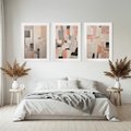 Zestaw obrazy w ramie, plakaty - abstrakcja, pastelowe, geometryczne - rama biała