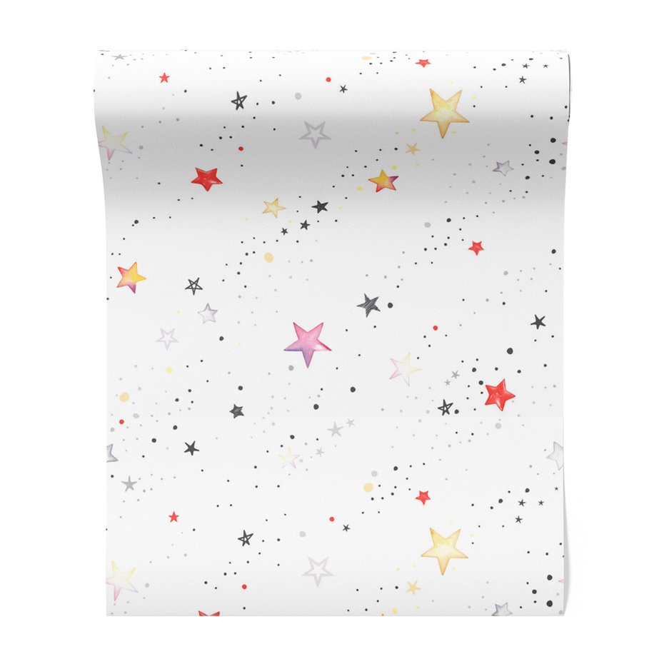 Tapeta - dziecięca, gwiazdy, konstelacje, kropeczki