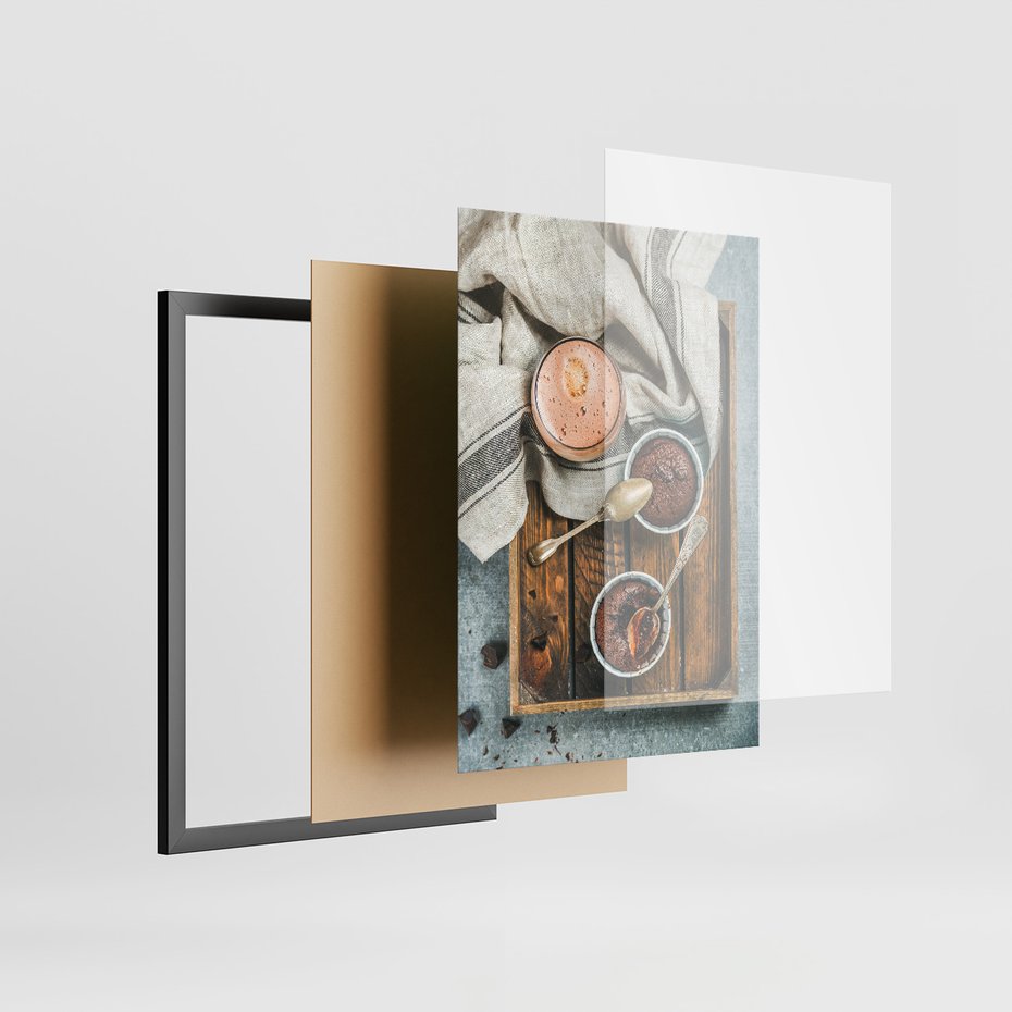 Zestaw obrazy w ramie, plakaty - kawa, deser, napój - rama czarna