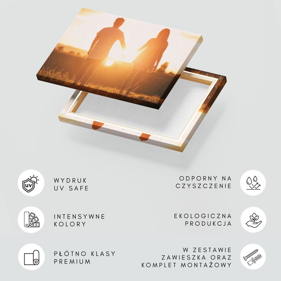 Obraz na płótnie - zachód słońca, miłość, para