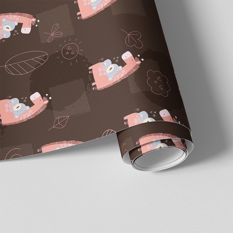 Tapeta - dziecięca, żyrafa, miś, zwierzęta