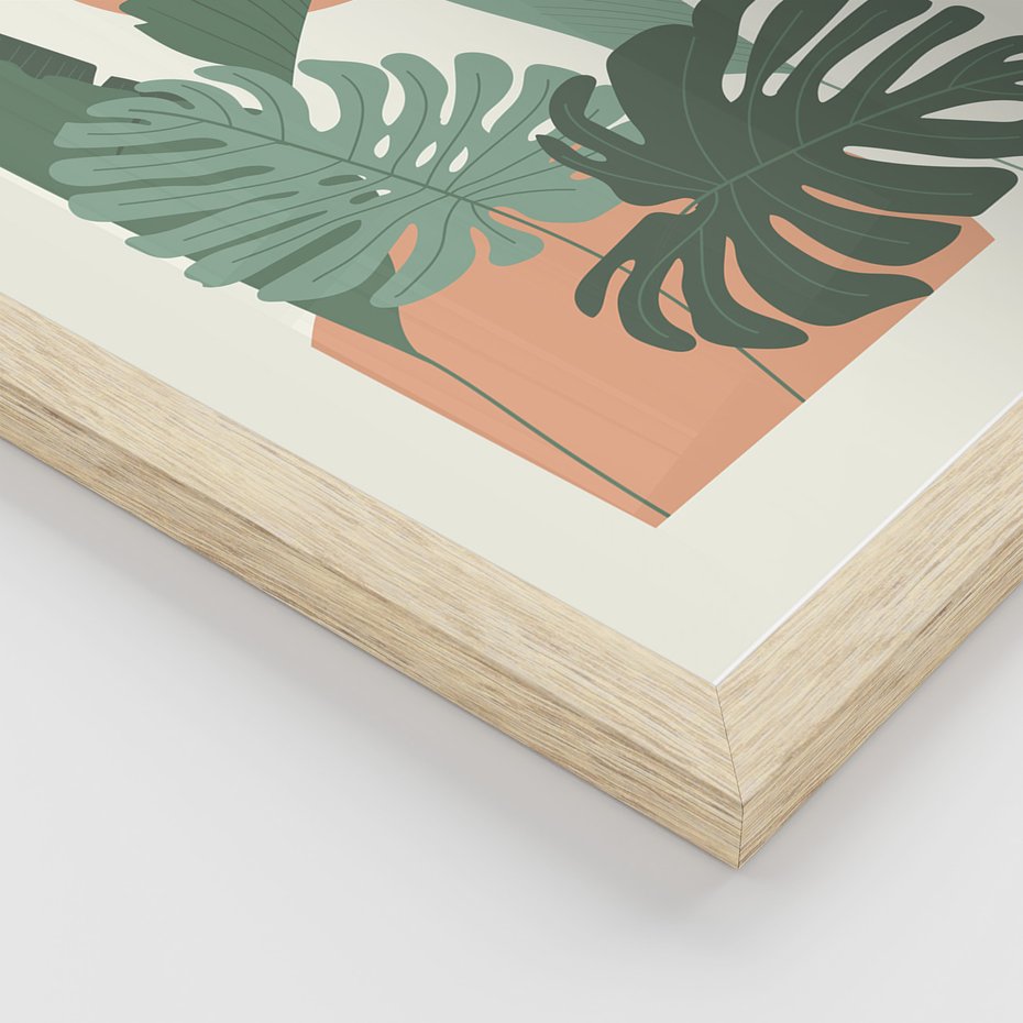 Zestaw obrazy w ramie, plakaty - liście, rośliny, abstrakcja - rama drewno